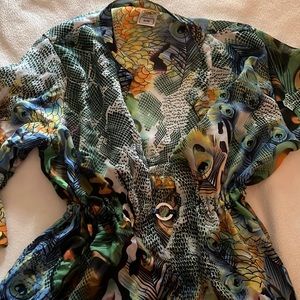 Beach cover / multi colored/ peacock feather